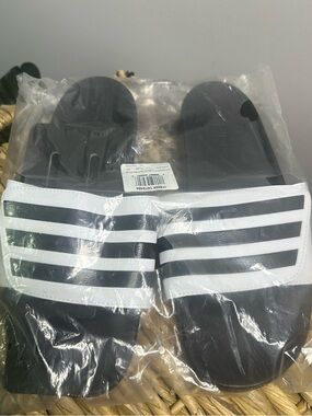 Adidas men slides with Striped Strap